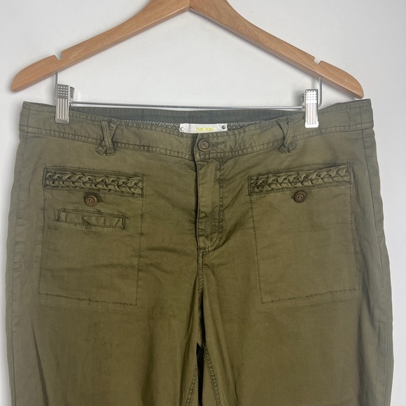 Anthropologie Hei Hei Braided Pocket Cotton Blend Green Chino Pants Sz 12 - Picture 5 of 8
